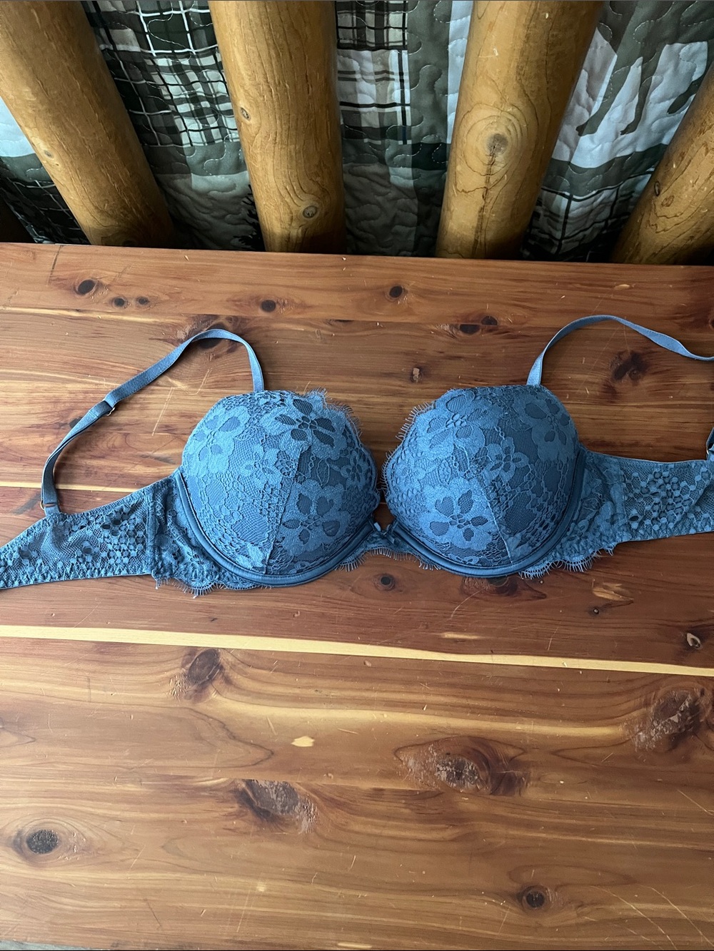Victoria's Secret Dusty Blue Lace Push-Up Bra